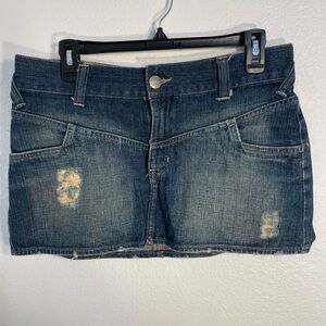 Mossimo Supply Co. Distressed Blue denim Mini Skirt